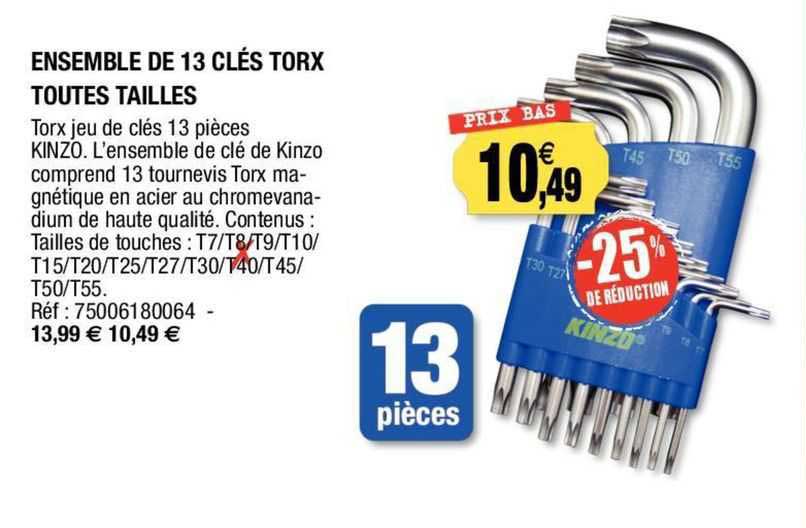 ensemble de 13 clés torx toutes tailles