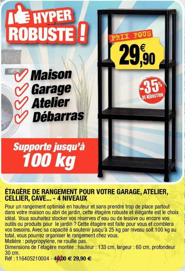 étagère de rangement pour votre garage, atelier, cellier, cave... - 4 niveaux