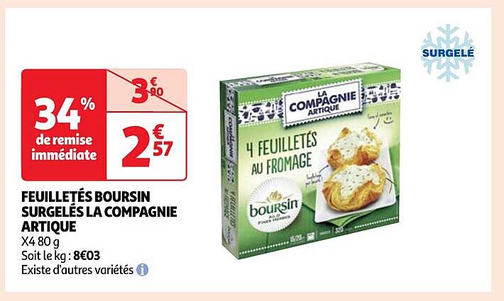 feuilletés boursin surgelés la compagnie artique
