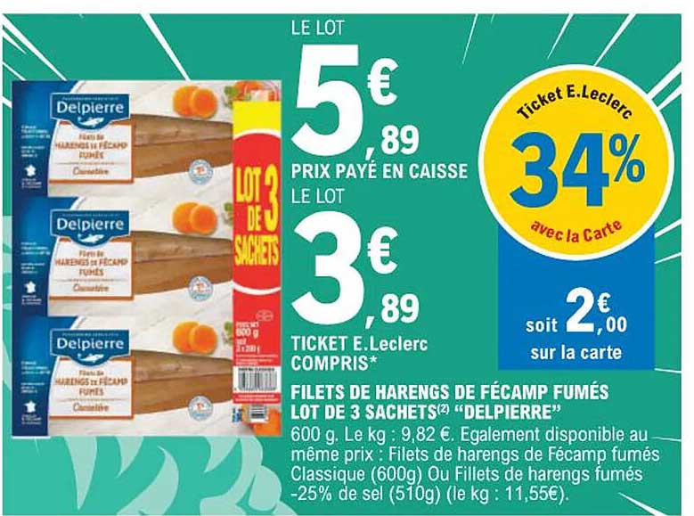 Filets De Harengs De Fécamp Fumés Lot De 3 Sachets "delpierre"