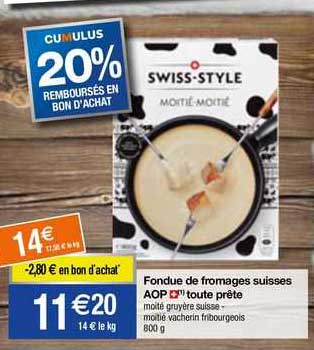 fondue de fromages suisses aop toute prête