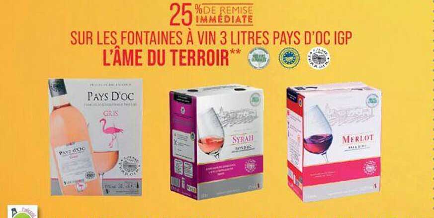 fontaines à vin 3 litres pays d'oc igp l'âme du terroir