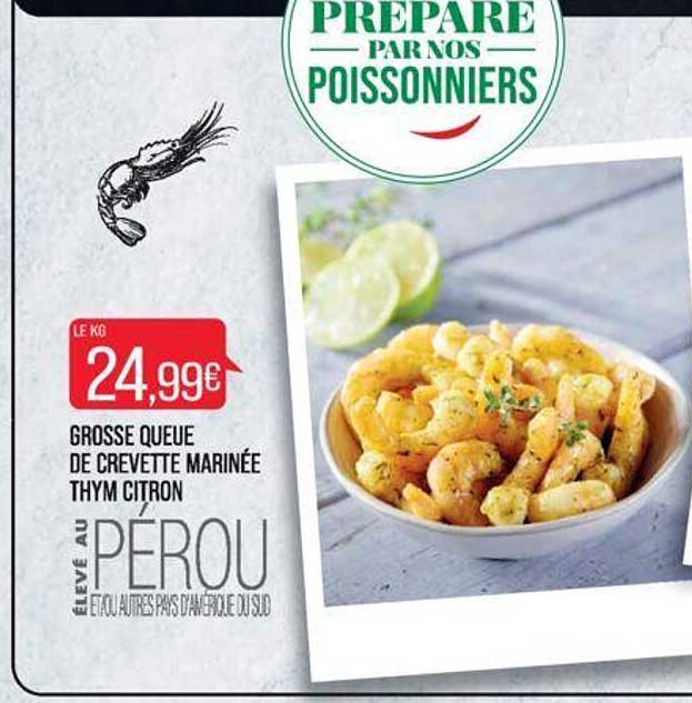grosse queue de crevette marinée thym citron