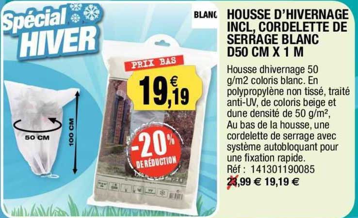 housse d'hivernage incl, cordelette de serrage blanc d 50 cm x 1 m