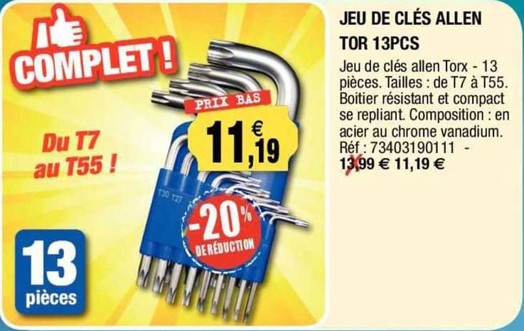 jeu de clés allen tor 13 pcs