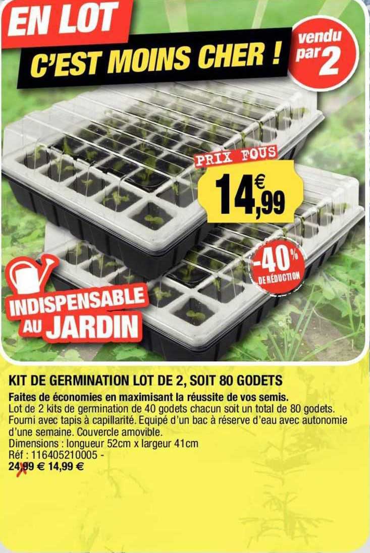 kit de germination lot de 2, soit 80 godets