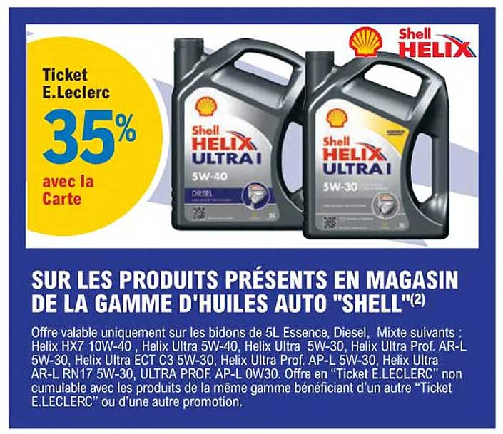 la gamme d'huiles auto "shell"