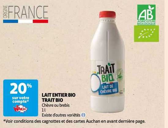 lait entier bio trait bio