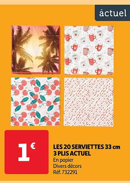 les 20 serviettes 33 cm 3 plis actuel