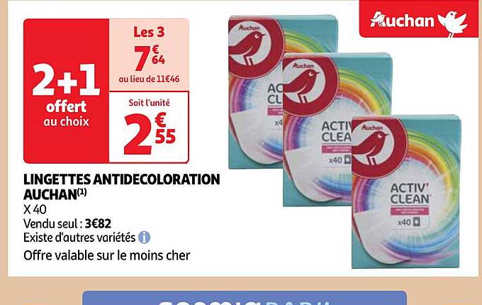 lingettes antidécoloration auchan
