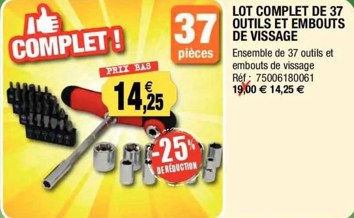 lot complet de 37 outils et embouts de vissage