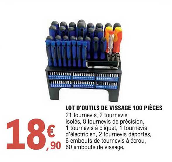 lot d'outils de vissage 100 pièces
