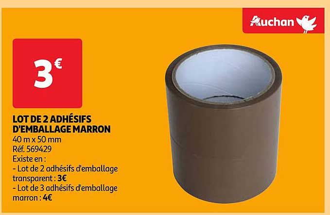 lot de 2 adhésifs d'emballage marron auchan