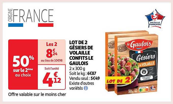 Lot De 2 Gésiers De Volaille Confits Le Gaulois