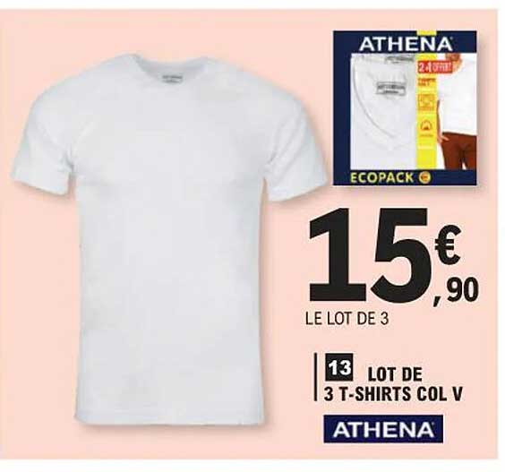 lot de 3 t-shirts col v athena