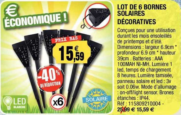 lot de 6 bornes solaires décoratives