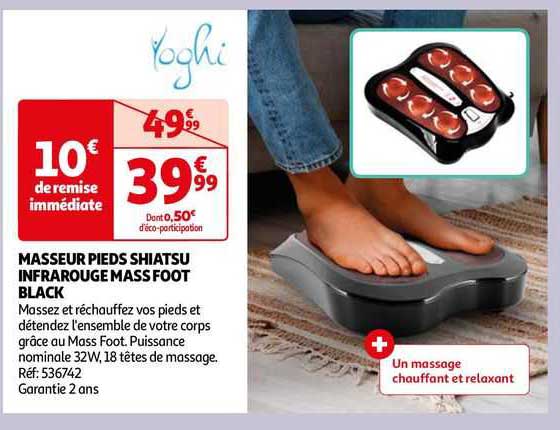 masseur pieds shiatsu infrarouge mass foot black