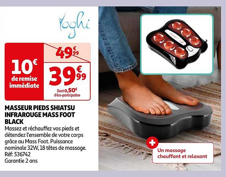 masseur pieds shiatsu infrarouge mass foot black yoghi