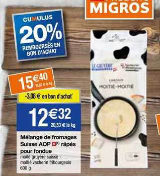 Mélange De Fromages Suisse Aop Râpés Pour Fondue