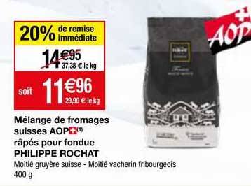 mélange de fromages suisses aop râpés pour fondue philippe rochat