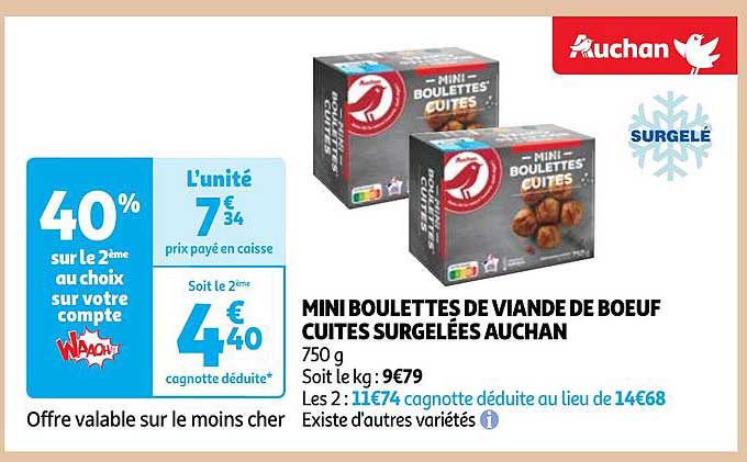 Mini Boulettes De Viande De Bœuf Cuites Surgelées Auchan