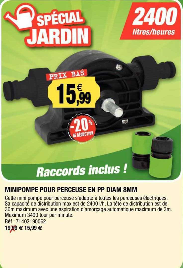 minipompe pour perceuse en pp diam 8 mm