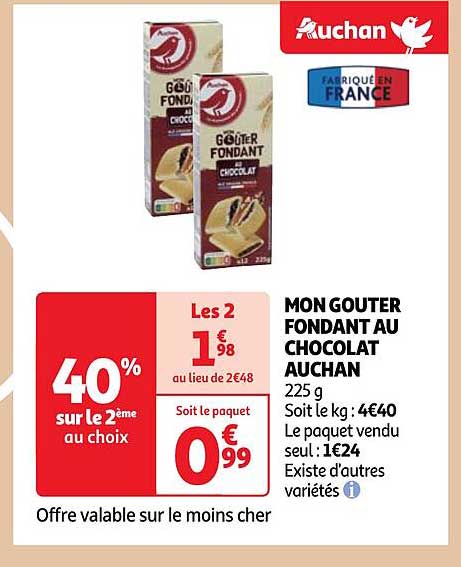 mon goûter fondant au chocolat auchan