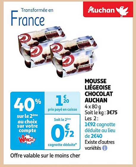 Mousse Liégeoise Chocolat Auchan