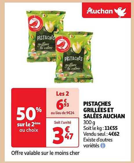 Pistaches Grillées Et Salées Auchan