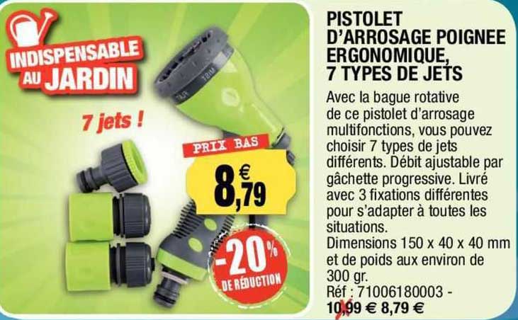 pistolet d'arrosage poignée ergonomique 7 types de jets
