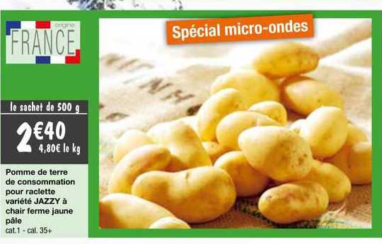 pomme de terre de consommation pour raclette variété jazzy à chair ferme jaune pâle