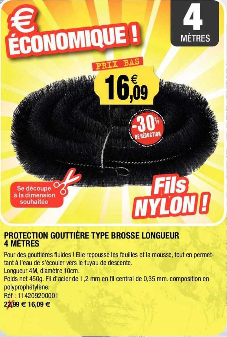 protection gouttière type brosse longueur 4 mètres