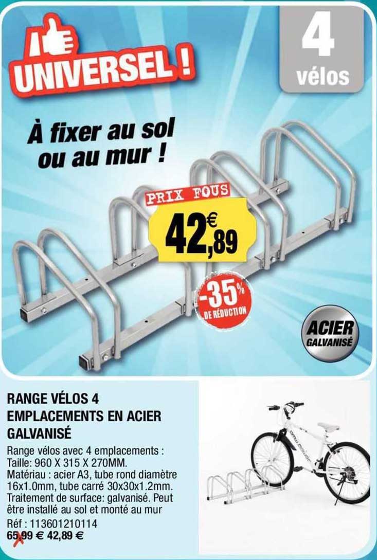 range vélos 4 emplacements en acier galvanisé
