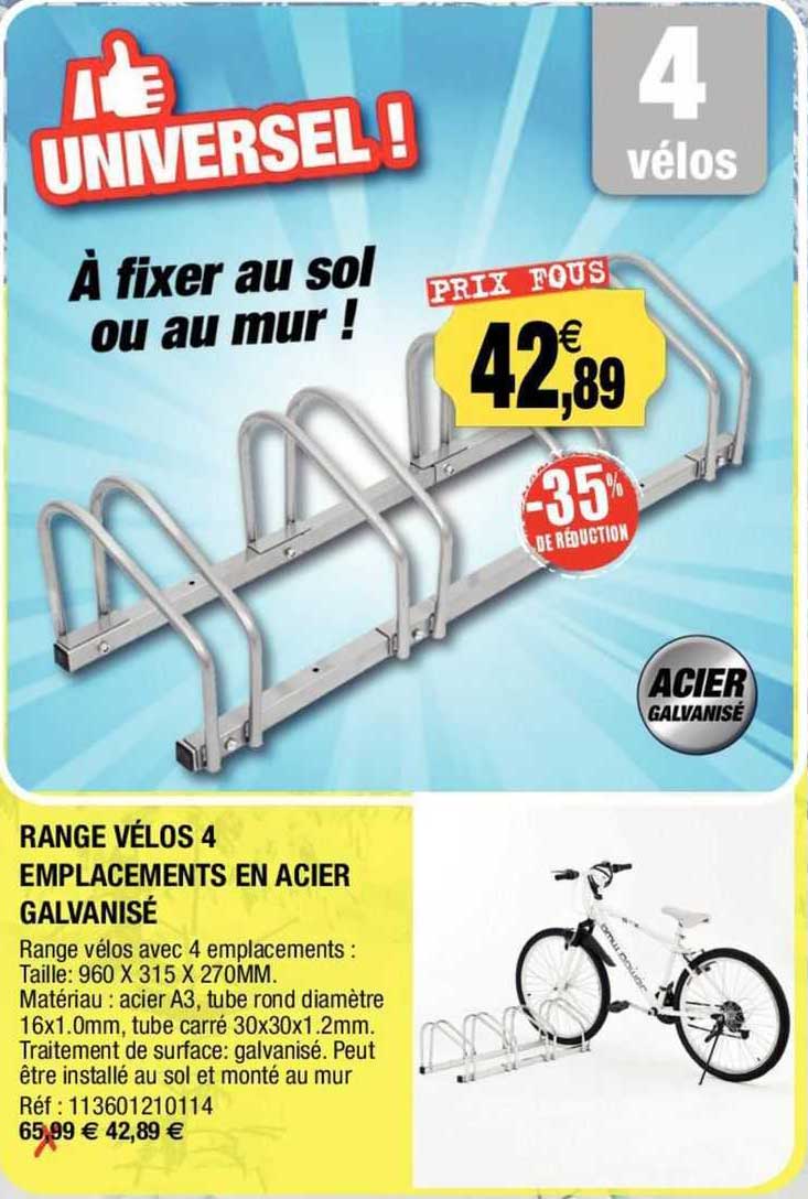 range vélos 4 emplacements en acier galvanisé