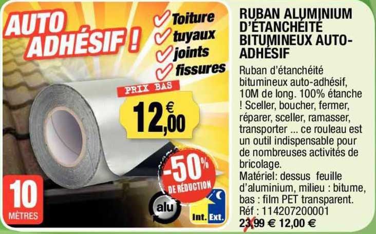 ruban aluminium d'étanchéité bitumineux auto-adhésif