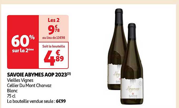 savoie abymes aop 2023 vieilles vignes cellier du mont charvaz blanc