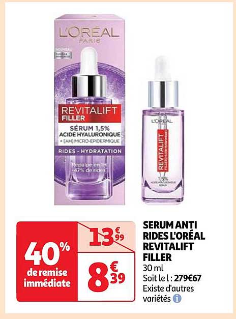 sérum anti-rides l'oréal revitalift filler