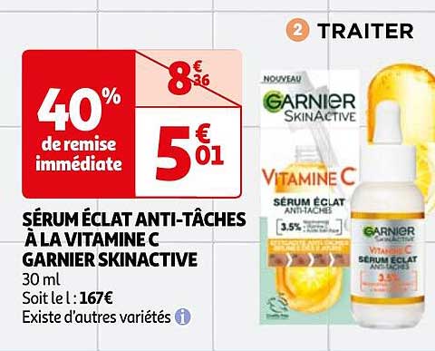sérum éclat anti-tâches à la vitamine c garnier skinactive