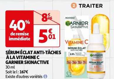 sérum éclat anti-tâches à la vitamine c garnier skinactive