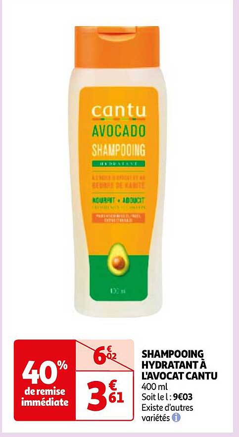 shampooing hydratant à l'avocat cantu