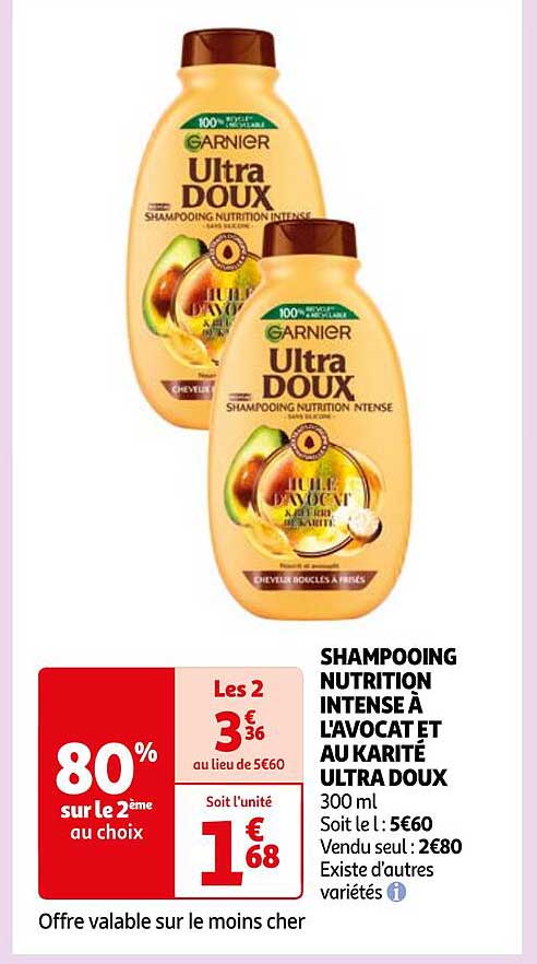 shampooing nutrition intense à l'avocat et au karité ultra doux