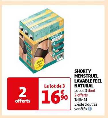 shorty menstruel lavable feel natural