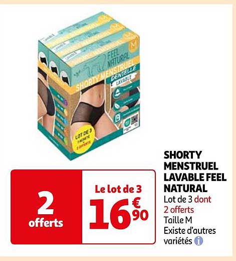 shorty menstruel lavable feel natural