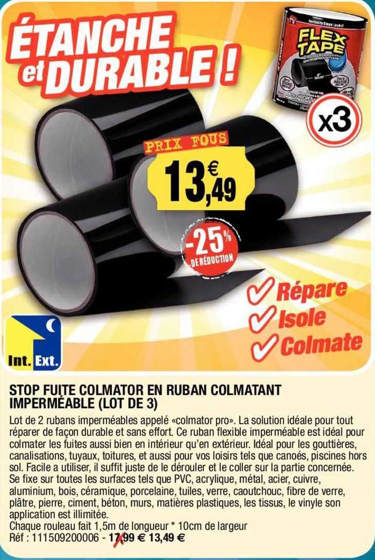 stop fuite colmator en ruban colmatant imperméable (lot de 3)