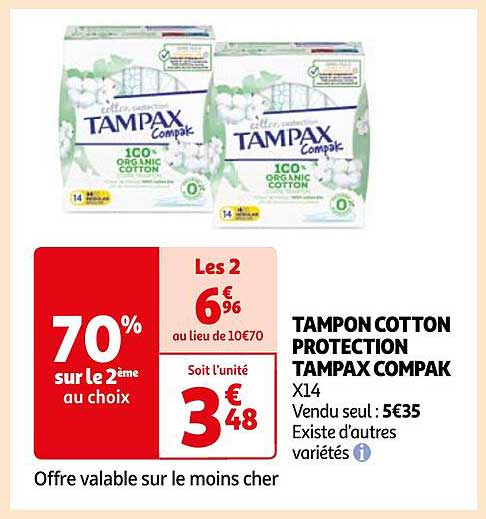 tampon cotton protection tampax compak