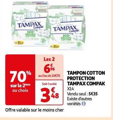 tampon cotton protection tampax compak