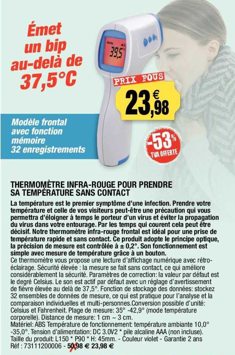 thermomètre infra-rouge pour prendre sa température sans contact