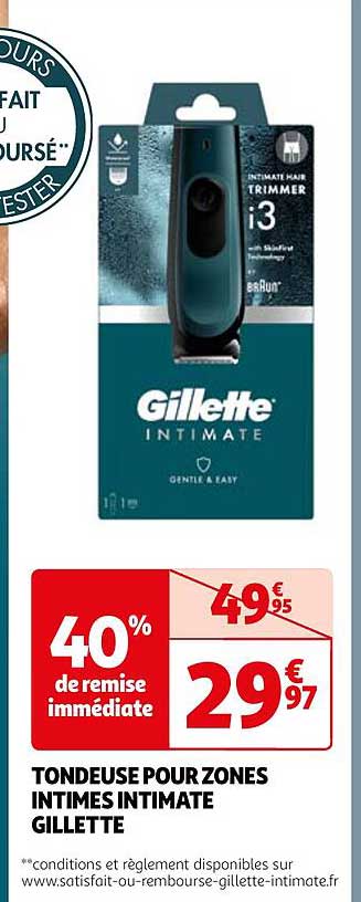 tondeuse pour zones intimes intimate gillette