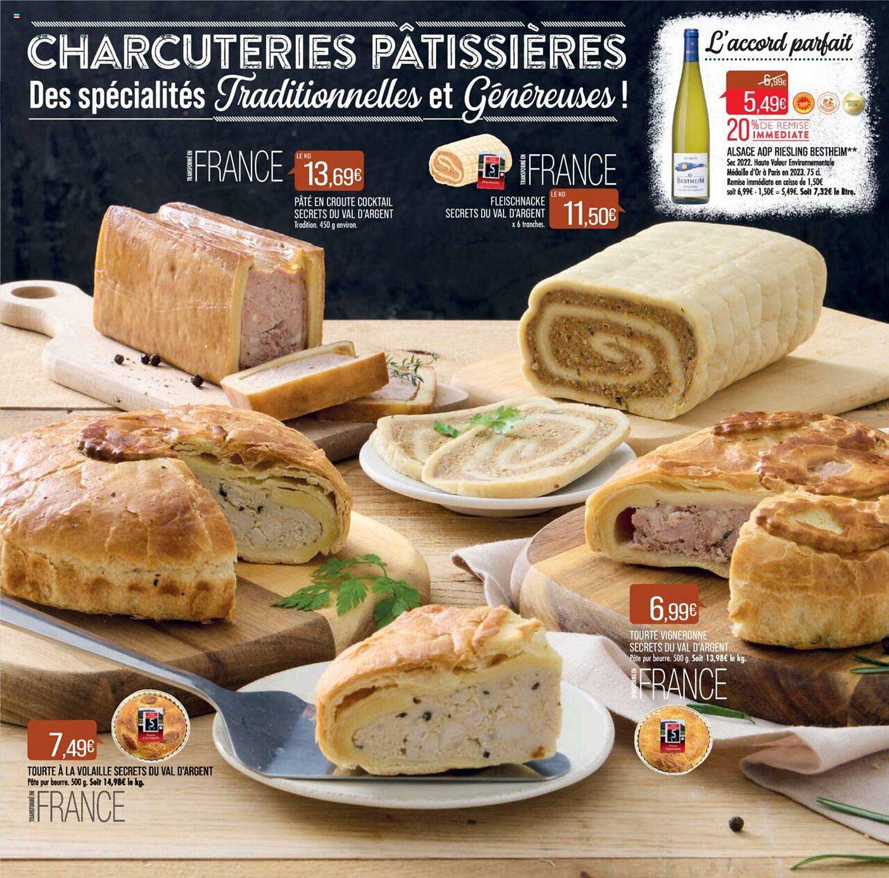 tourte à la volaille secrets du val d'argent, tourte vigneronne secrets du val d'argent, alsace aop riesling besthem