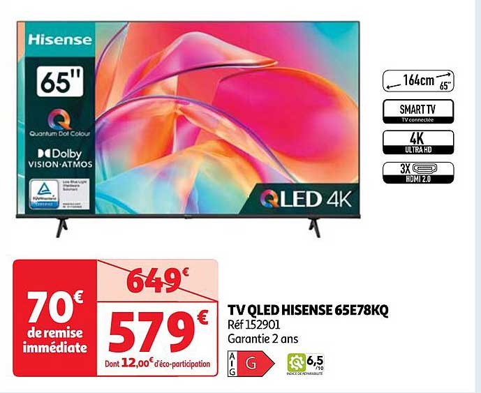 Tv Qled Hisense 65e78kq 164 Cm 65"